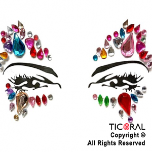 BRILLITOS AUTOADHESIVOS PARA ROSTRO FACE STICKER DECO MULTICOLOR X 1 UNIDADES